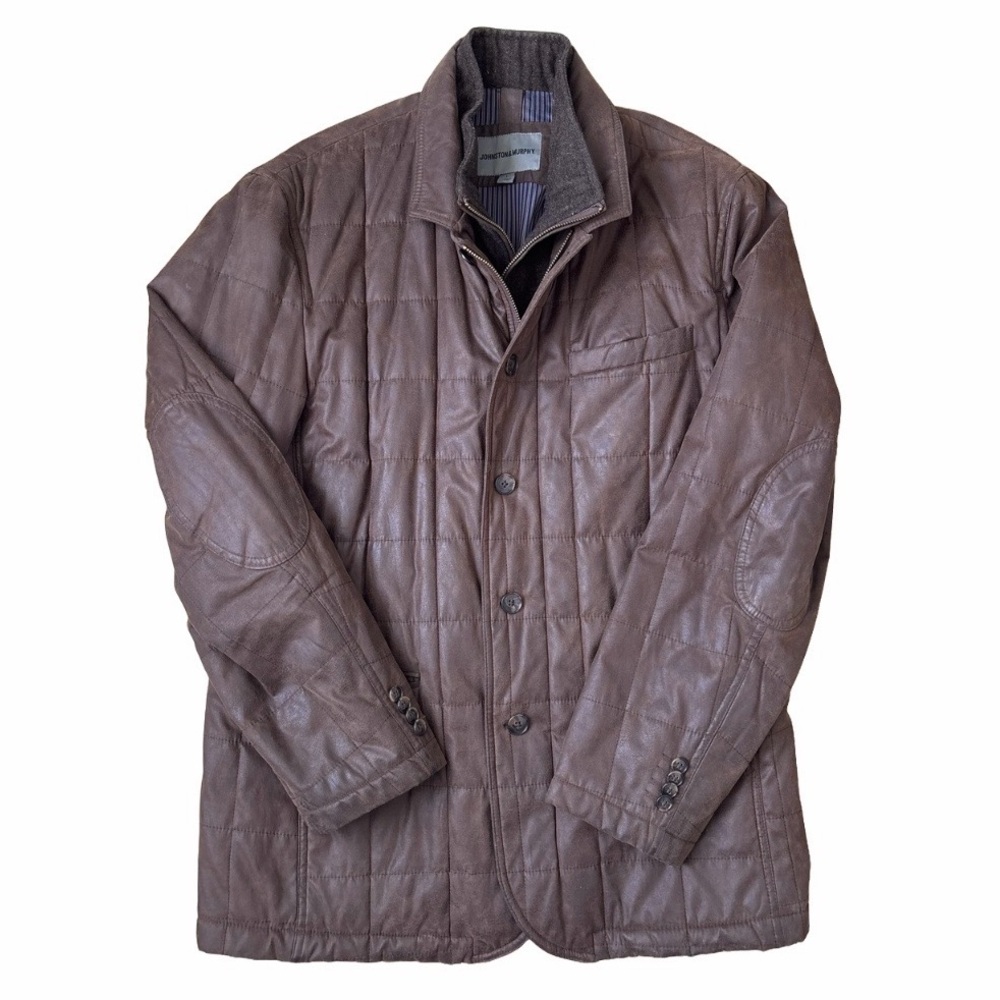Johnston & Murphy Antiqued Leather Look Jacket Size L Rugged Gentleman
